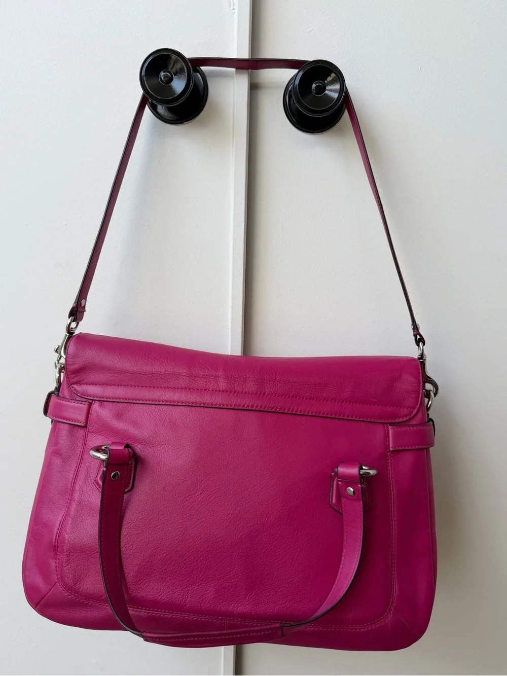 Coach Taylor Leather Satchel Shoulder Bag Crossbody Fuchsia Pink - Style F28627